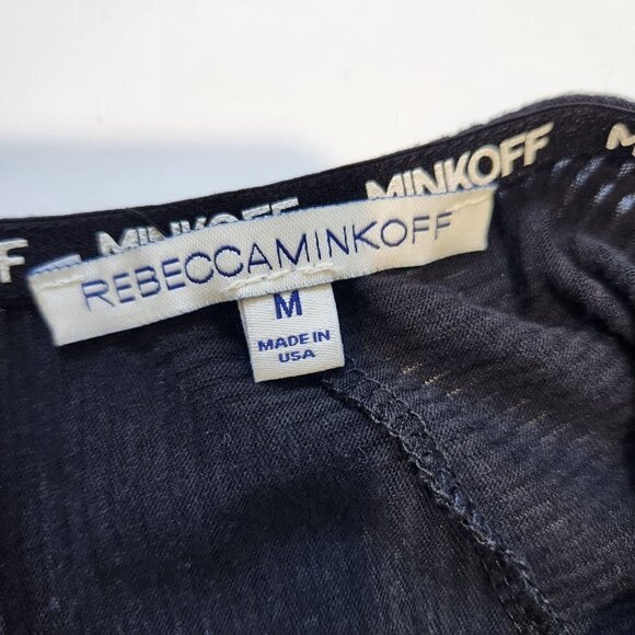 Rebecca Minkoff Sleeveless Drape Tunic Top M Black Crew Neck Semi‎ Sheer - Picture 5 of 9